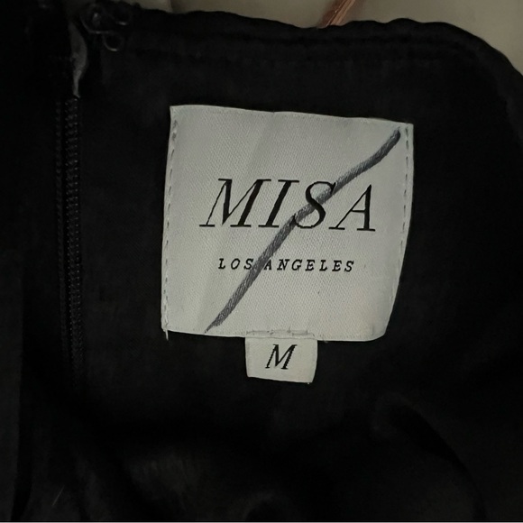 Misa Los Angeles Xandra Black Hammered Satin Wide Leg Halter Jumpsuit M Party - Picture 12 of 14